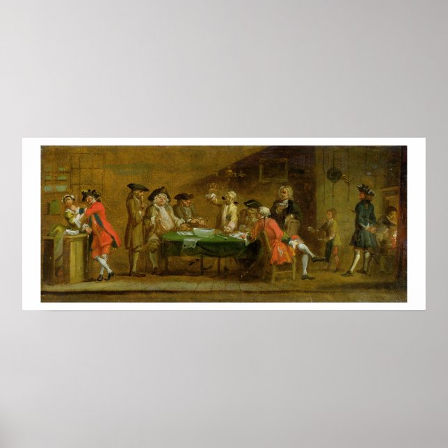 Figuren in einer Taverne oder einem Kaffeehaus, 17 Poster (Vorne)