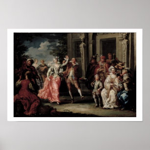 Figures Dancing Outside a Palace (Paar mit 59640) Poster