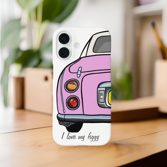 Figures Name Niedlich Pink Figaro Car iPhone 16 Hülle (Cute pink figaro phone case with space for your name. I love my figgy!)
