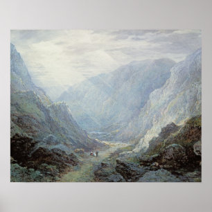 Figures Resting On The Pathway Through A Rocky Gor Poster