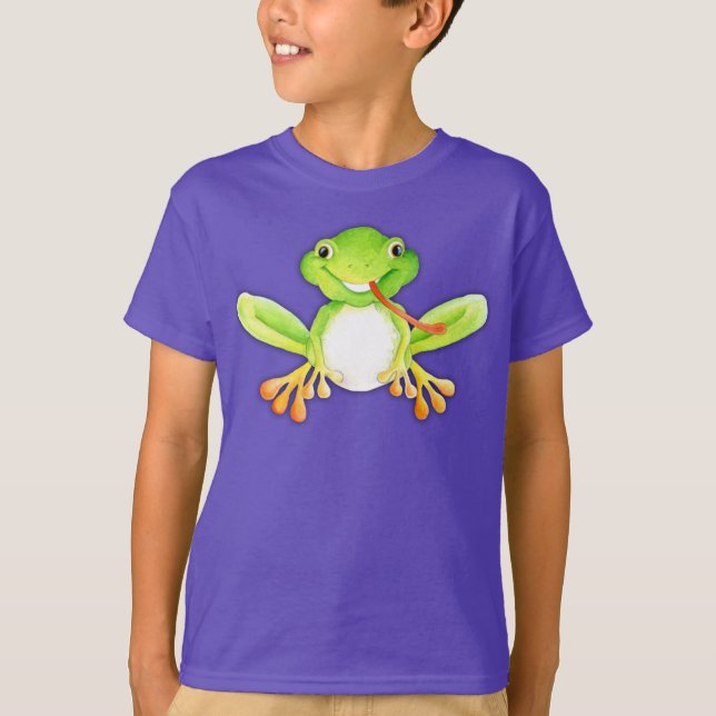 Figurfrosch mit der Zunge heraus scherzt T - Shirt (Vorderseite)