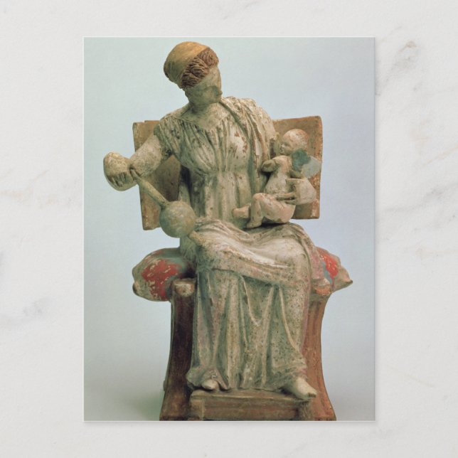 Figurine Aphrodite spielt mit Eros Postkarte (Vorderseite)