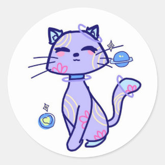 Figurinha gato espacial runder aufkleber