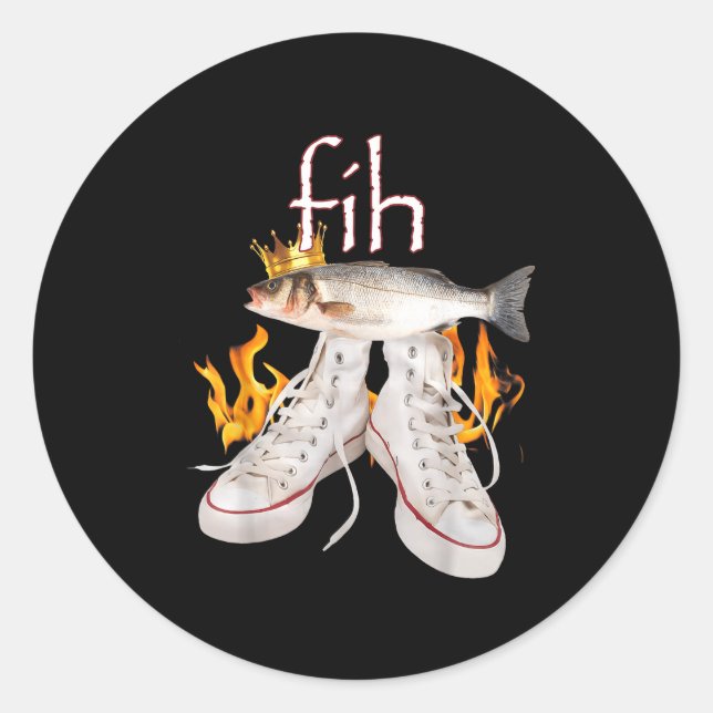 Fih Scute Ss Cute Sss Fish Funny Misspelled Fish M Runder Aufkleber (Vorderseite)