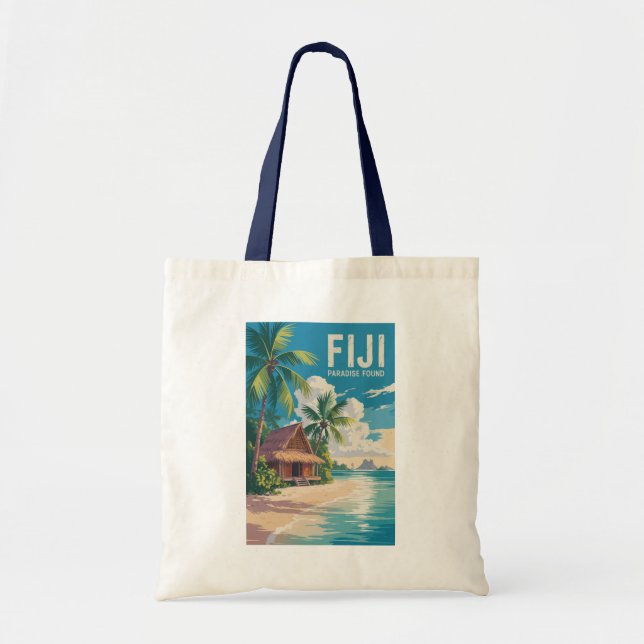 Fiji Beach Hut Reisen Art Vintag Tragetasche (Vorne)