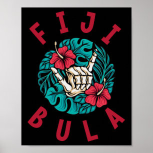 Fiji Bula Tropische Blumen Strandurlaub Fiji Sur Poster