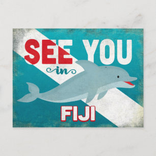 Fiji-Delfin - Retro-Reise Vintage Postkarte