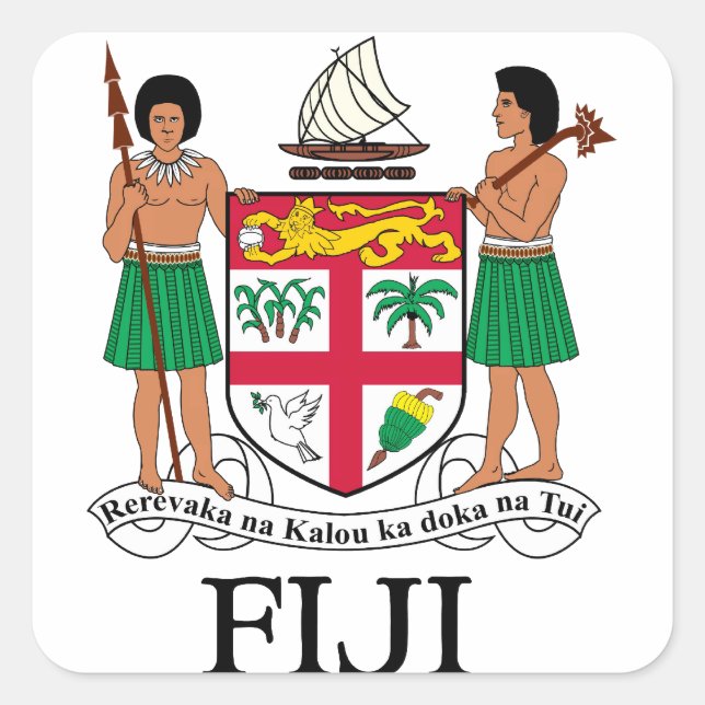 FIJI - Emblem / Flagge / Wappen / Symbol Quadratischer Aufkleber (Vorderseite)