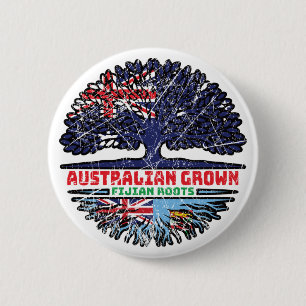 Fiji Fijian Australian Australia Tree Roots Flag Button