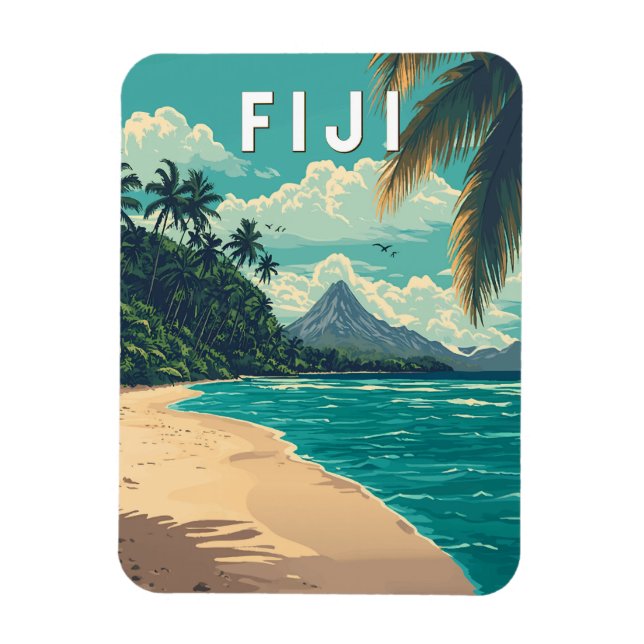 Fiji Illustration Travel Art Vintag Magnet (Vertikal)