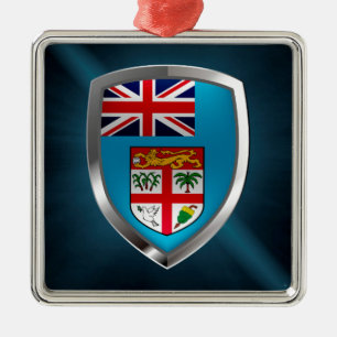 Fiji Mettalic Emblem Silbernes Ornament