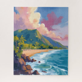 Fiji Mountains Coastline Travel Painting