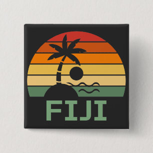 Fiji Retro-Palmen Sommerstrand Button