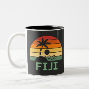 Fiji Retro-Palmen Sommerstrand Zweifarbige Tasse