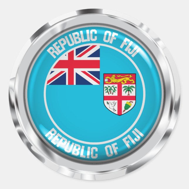 Fiji Round Emblem Runder Aufkleber (Vorderseite)