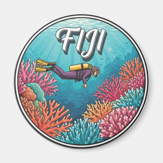 Fiji Scuba Diver Diver Magnet (Vorne)