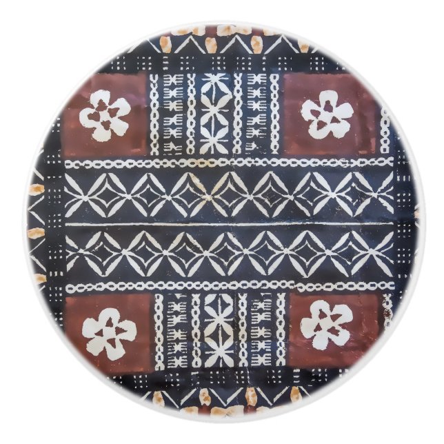 Fiji Tapa Tuch Print Keramik Knock Keramikknauf (Vorderseite)