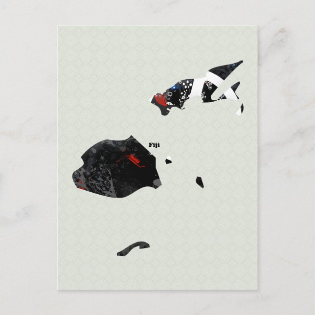 Fiji Trendy Peace Sign mit Fijian Map Postkarte (Vorderseite)