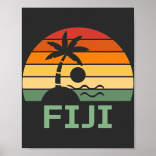 Fiji Vintage Palmen Sommer Strand Poster