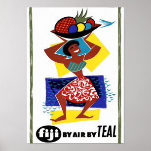 Fiji Vintage Travel Poster Restored
