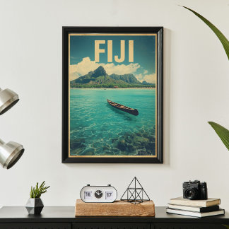 Fiji Waters – Retro-Ozean-Entspannung Reise Poster