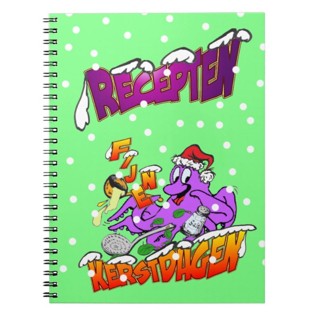 Fijne Kerstdagen Octopus Kok Recepten Notitieboek Notizblock (Vorderseite)