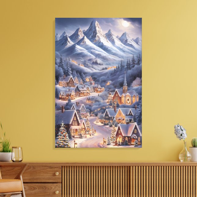 Fijne Kerstfeest Winter Wonderland Greeting Card  Leinwanddruck (Insitu (Wohnzimmer))