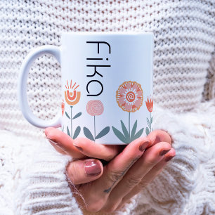 Fika Blume Kaffeepause Zweifarbige Tasse