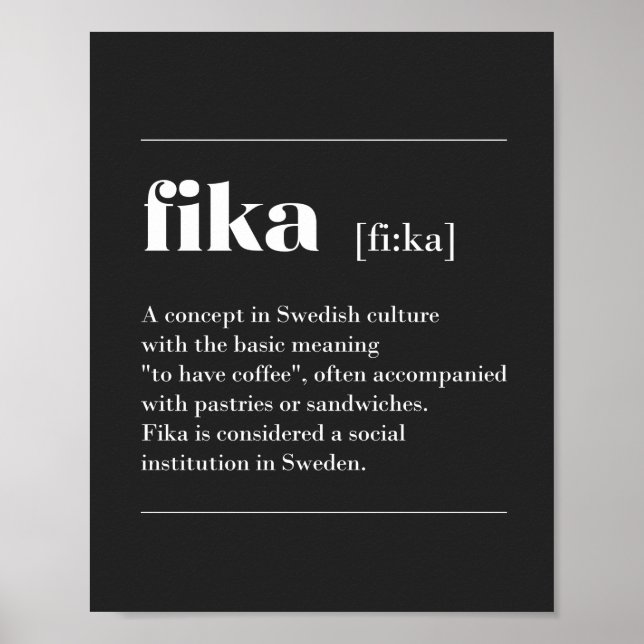 Fika definiert Kaffeepause aus Schweden T-Shi Poster (Vorne)