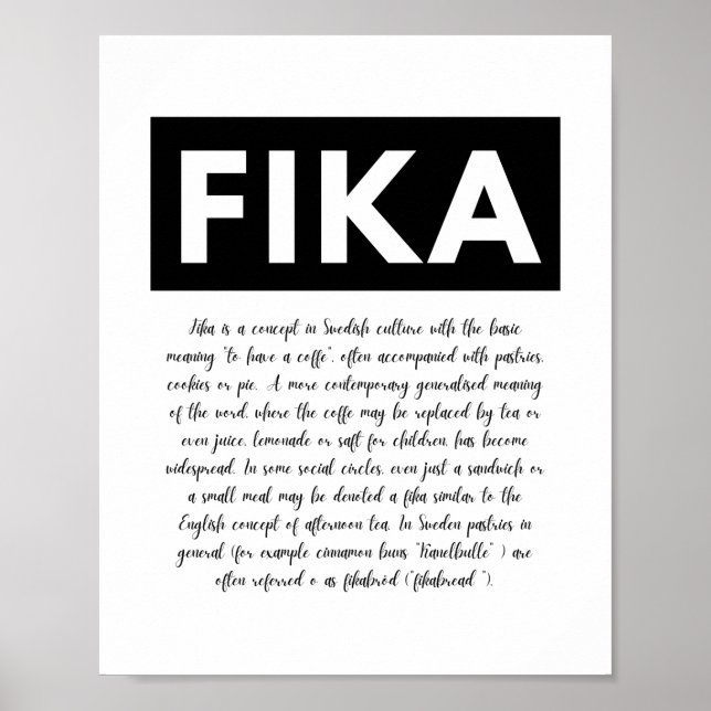 Fika definition Print, Printable Wall Art Poster (Vorne)