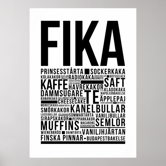 Fika-Süßigkeiten aus Schweden Typografie Poster (Vorne)