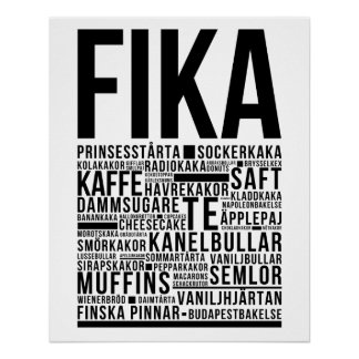 Fika Sweet Coffee Süßigkeiten Typografie Poster