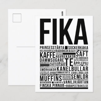 Fika Sweet Coffee Süßigkeiten Typografie Poster Postkarte