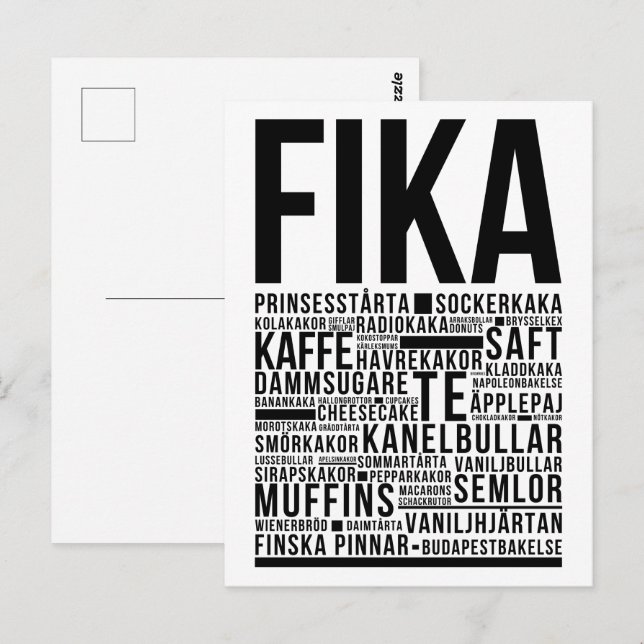 Fika Sweet Coffee Süßigkeiten Typografie Poster Postkarte (Vorne/Hinten)