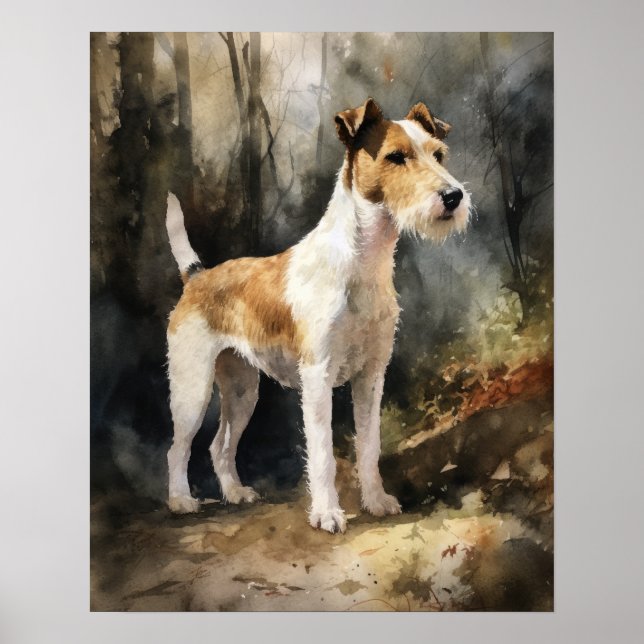 Fil Fox Terrier Dog Art Imprimer Poster (Devant)