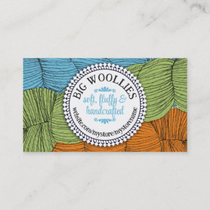 fil tiré à la main tricot crochet carte de visite