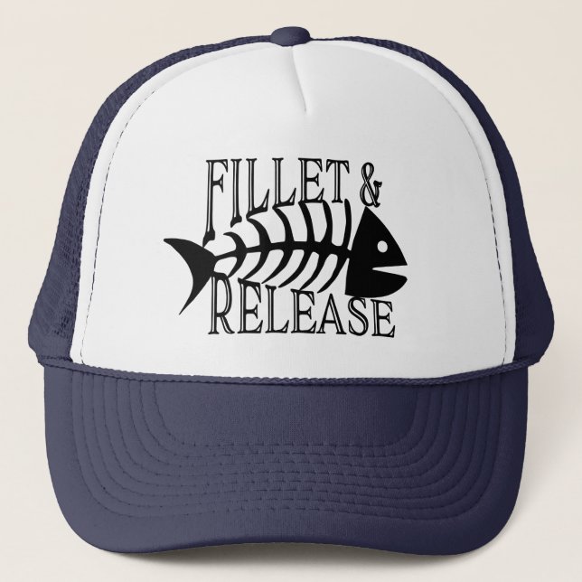 Filet and Release Funny Fishing Truckerkappe (Vorderseite)