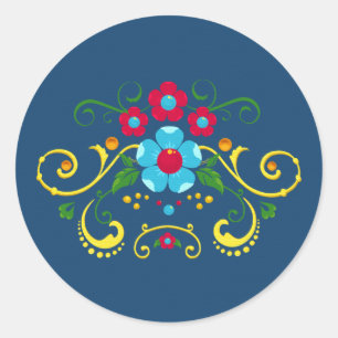 Fileteado Filete Porteño Buenos Aires Style Floral Runder Aufkleber