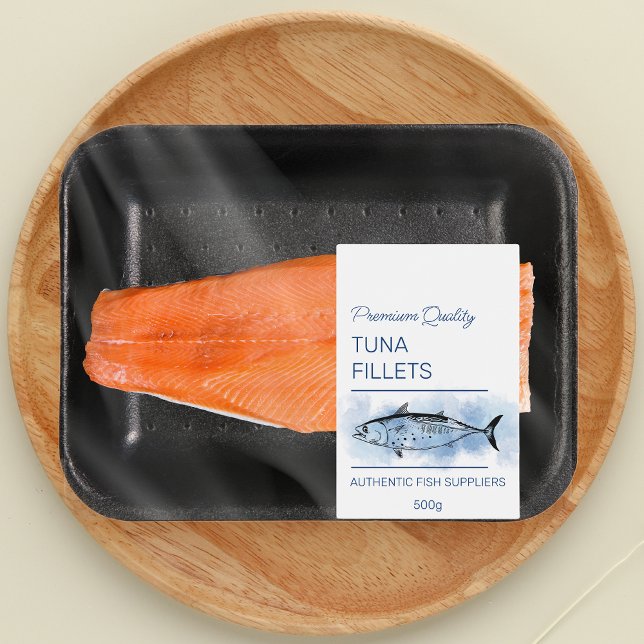Filets de poisson de thon Étiquette de produit (Créateur téléchargé)
