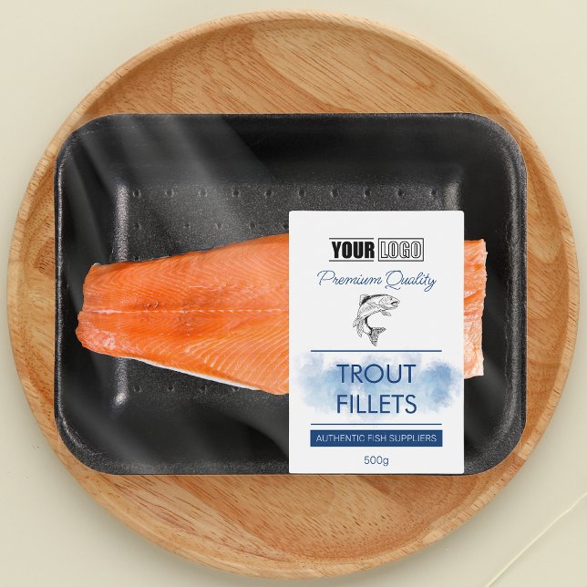 Filets de poisson truite Étiquette de produit avec (Créateur téléchargé)