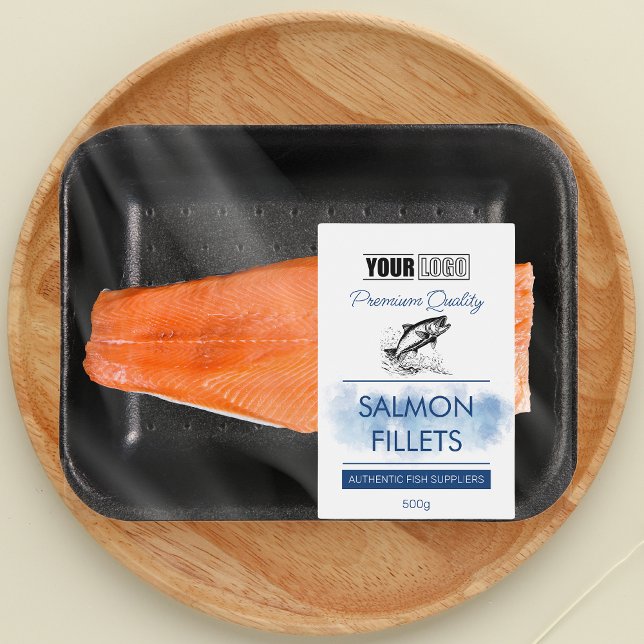 Filets saumons Étiquette de produits de poisson av (Créateur téléchargé)