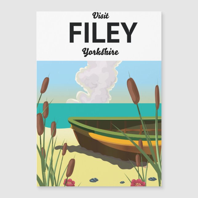 Filey, Yorkshire Seaside Poster Magnetkarte (Vorderseite)