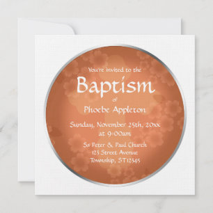 Filiale Florale Coral Orange Baptême Invitations