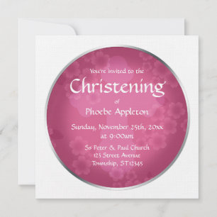 Filiale florale Fuchsia Christening Invitations