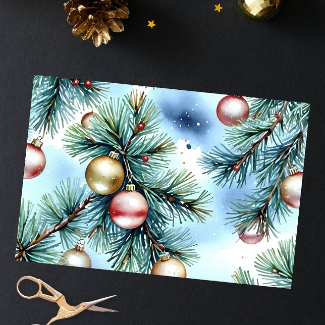 Filialen und Ornamente von Weihnachtswasserkiefern Seidenpapier (Von Creator hochgeladen)
