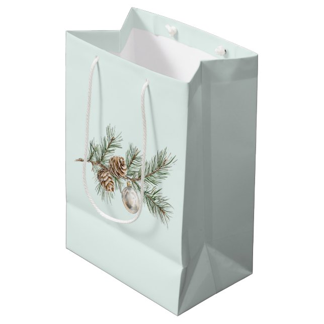 Filialverzierung der Filiale "Pine Cones" Mittlere Geschenktüte (Vorderseite Schrägansicht)