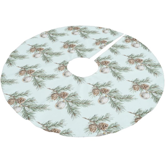 Filialverzierung der Filiale "Pine Cones" Polyester Weihnachtsbaumdecke (Schrägansicht)