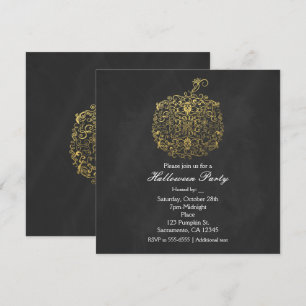 Filigran Elegantes Gold-Kürbis Herbst-Party Einladung