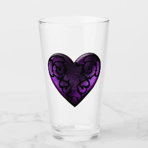 Filigran-Gotisch Herz Glas Tasse in Lila