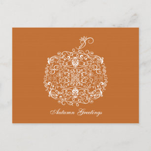 Filigrane Kürbis elegante Herbst Postkarte